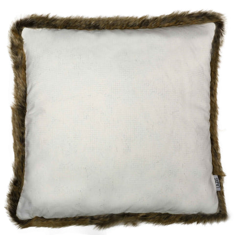 Kissenhuelle mit Fellrand braun Nauders uni 50x50