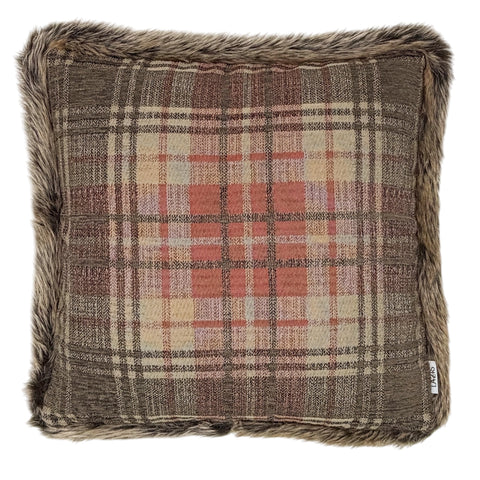 Kissenhuelle mit Fellrand soft grid 50x50