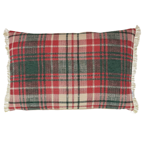 Kissenhuelle  mit Fransen Tartan glow 40x60