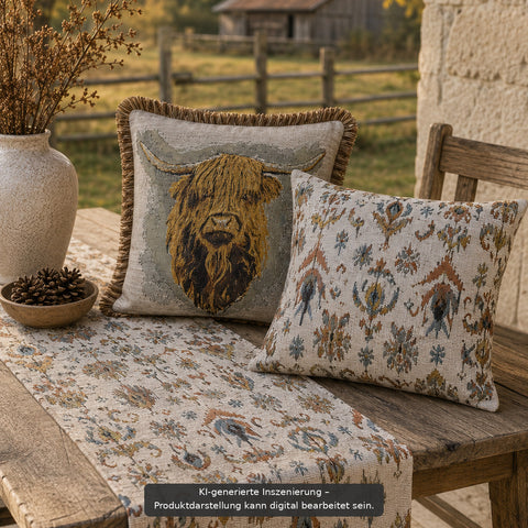 Kissenhuelle mit Fransen  Montana 50x50