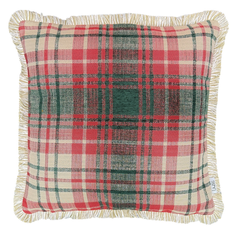 Kissenhuelle  mit Fransen Tartan glow 50x50
