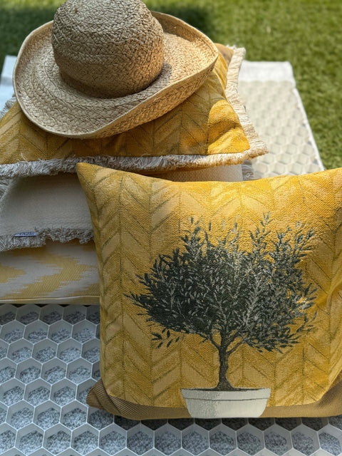 Kissenhuelle mit Fransen Oliva 45x45