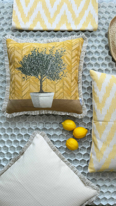 Kissenhuelle mit Fransen Oliva 45x45